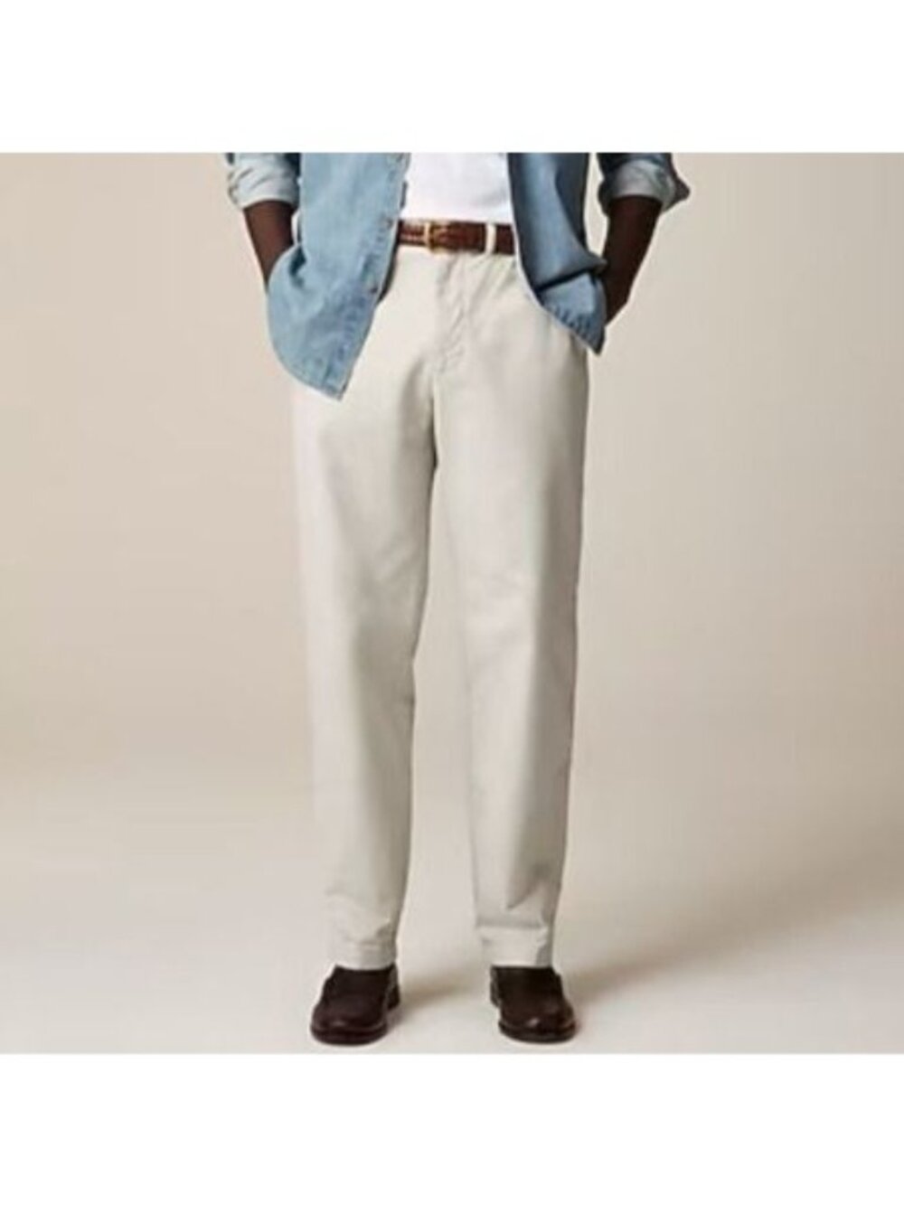 NWT J.Crew Classic Chino Pant Mens 30x34 Stone Light Khaki Cotton Relaxed Office